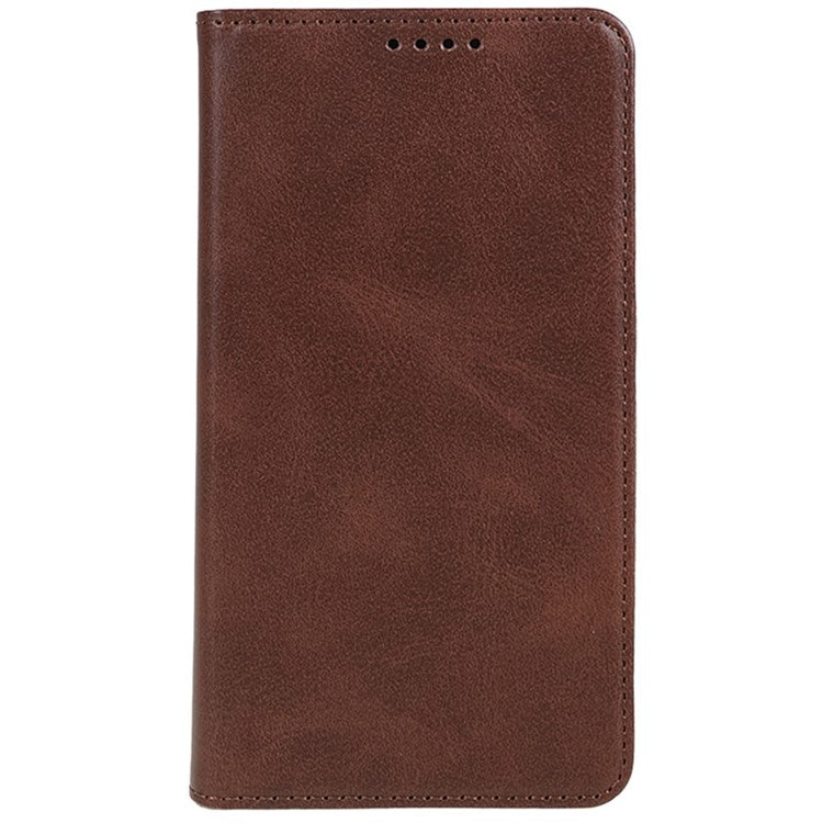 For Realme 14 Pro 5G Case Strong Magnetic PU Leather Phone Cover Calf Texture - Brown