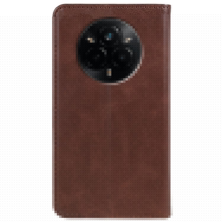 For Realme 14 Pro 5G Case Strong Magnetic PU Leather Phone Cover Calf Texture - Brown