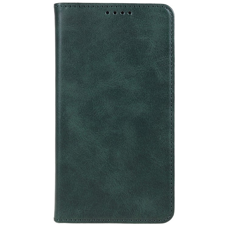 For Realme 14 Pro 5G Case Strong Magnetic PU Leather Phone Cover Calf Texture - Green
