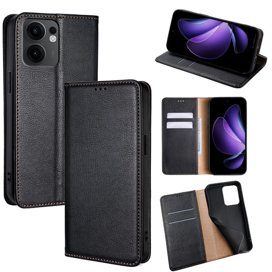 For Oppo Reno13 F 5G / Reno13 F 4G Case Wallet PU Leather Magnetic Auto-Absorbed Phone Cover - Black