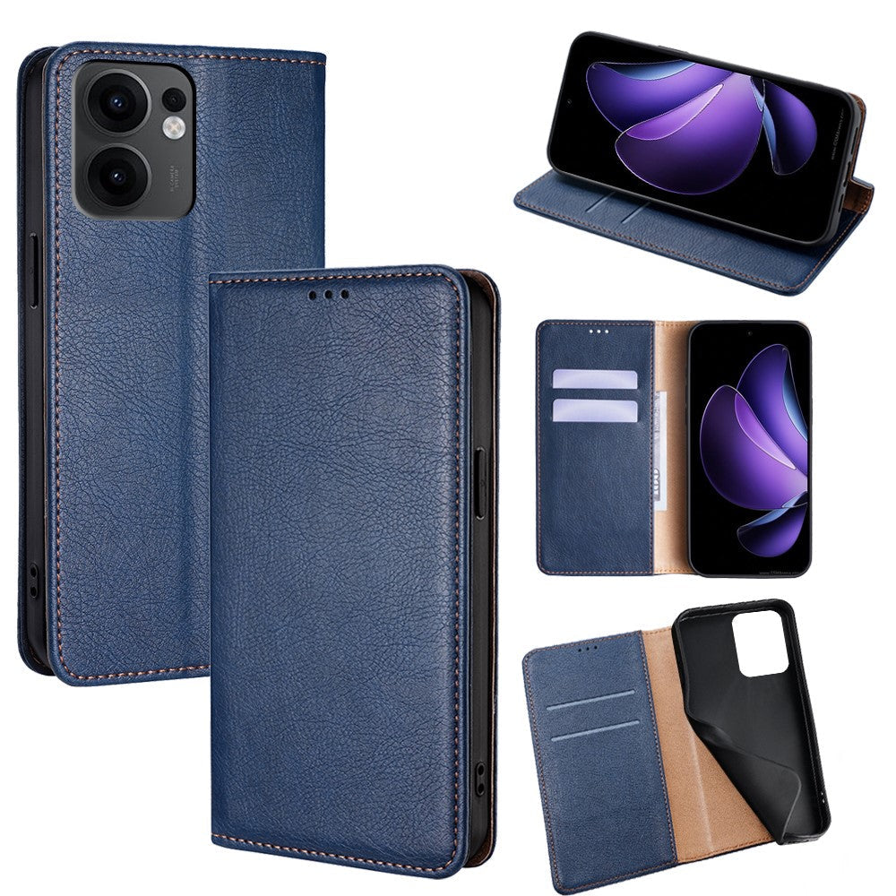 For Oppo Reno13 F 5G / Reno13 F 4G Case Wallet PU Leather Magnetic Auto-Absorbed Phone Cover - Blue