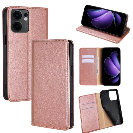 For Oppo Reno13 F 5G / Reno13 F 4G Case Wallet PU Leather Magnetic Auto-Absorbed Phone Cover - Rose Gold