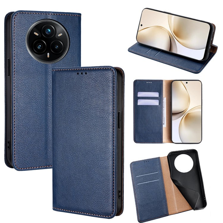 For Realme 14 Pro 5G Case Wallet PU Leather Magnetic Auto-Absorbed Phone Cover - Blue
