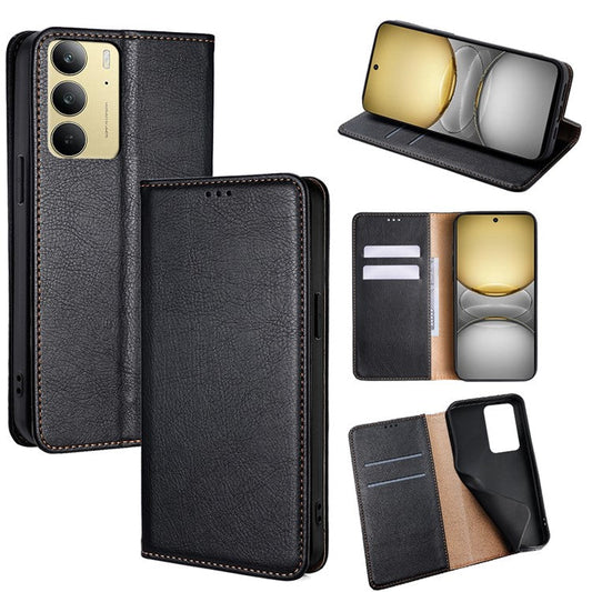 For Realme C75 / 14x 5G Case Wallet PU Leather Magnetic Auto-Absorbed Phone Cover - Black