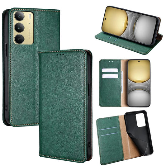 For Realme C75 / 14x 5G Case Wallet PU Leather Magnetic Auto-Absorbed Phone Cover - Green