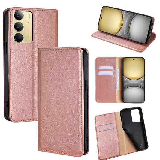 For Realme C75 / 14x 5G Case Wallet PU Leather Magnetic Auto-Absorbed Phone Cover - Rose Gold