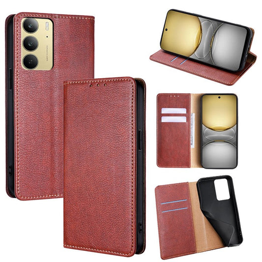 For Realme C75 / 14x 5G Case Wallet PU Leather Magnetic Auto-Absorbed Phone Cover - Brown