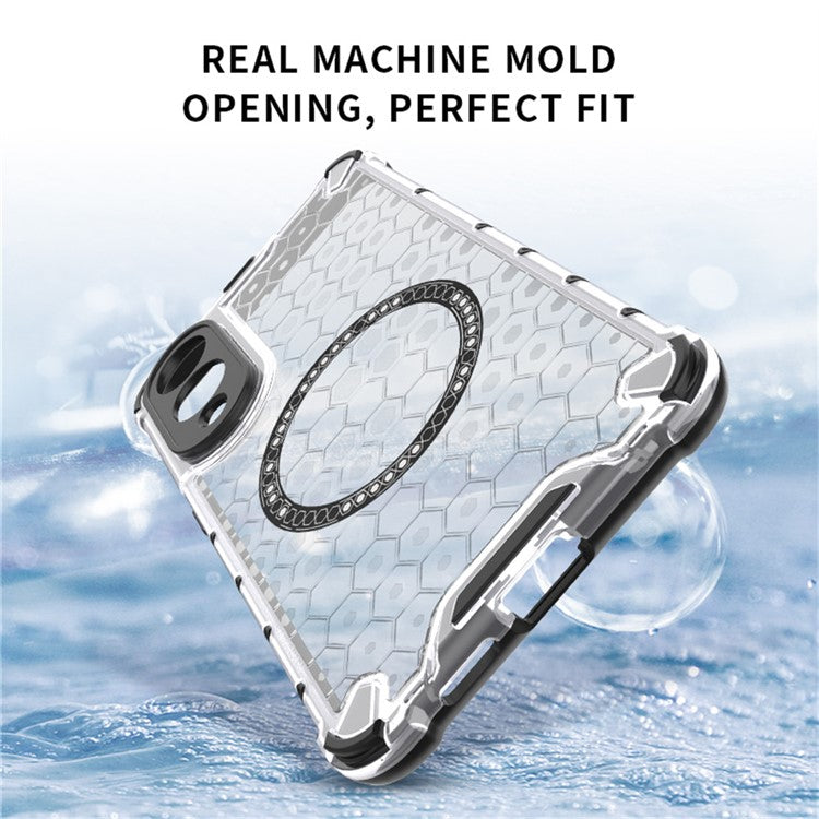 For Samsung Galaxy S25 Edge Case Compatible with MagSafe Honeycomb Design TPU + PC Phone Cover - Transparent