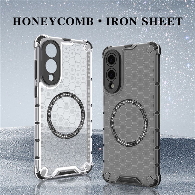 For Samsung Galaxy S25 Edge Case Compatible with MagSafe Honeycomb Design TPU + PC Phone Cover - Red
