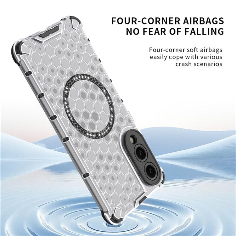 For Samsung Galaxy S25 Edge Case Compatible with MagSafe Honeycomb Design TPU + PC Phone Cover - Red