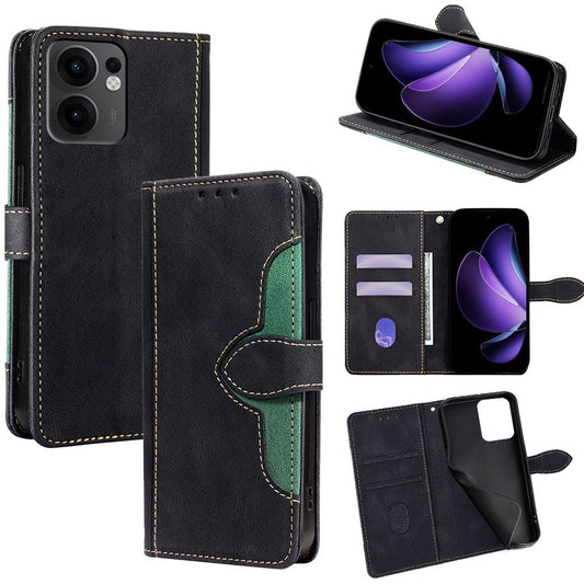 For Oppo Reno13 F 4G / 5G Case Leather Wallet Phone Cover with Straw Hat Magnetic Clasp - Black
