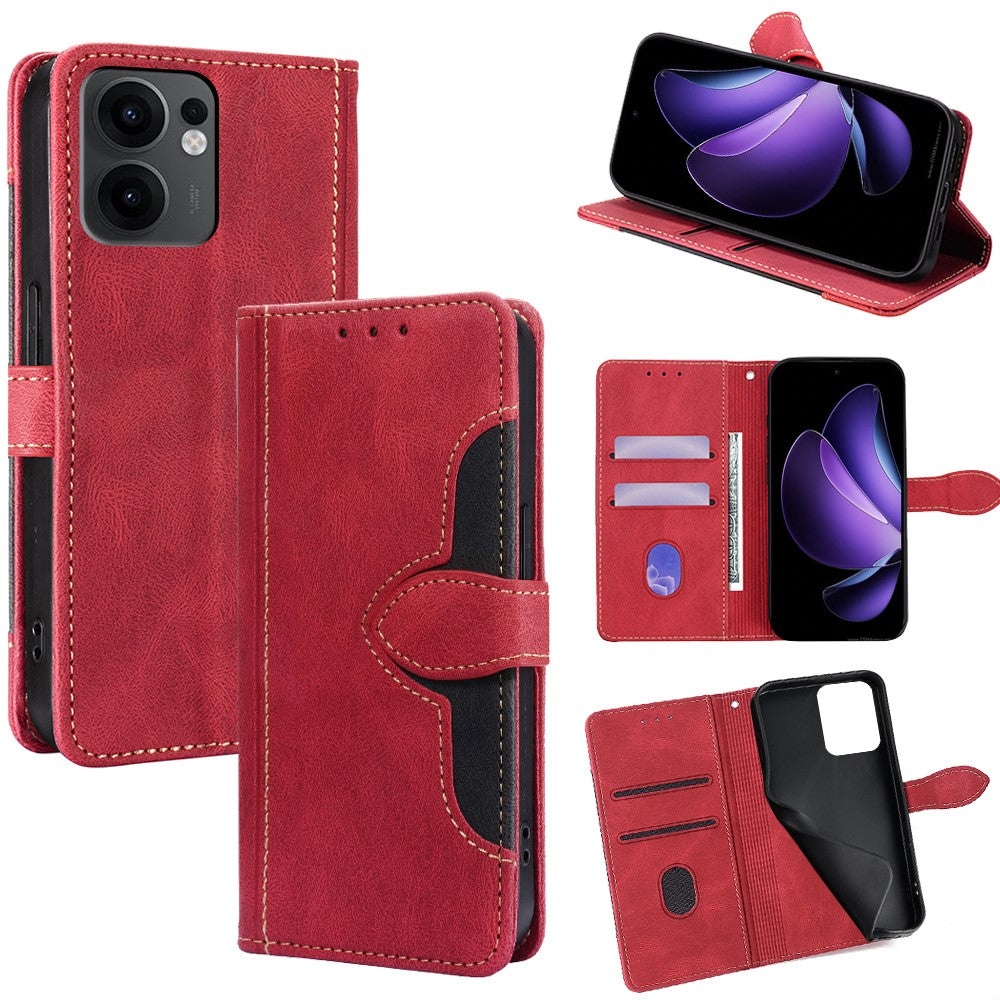 For Oppo Reno13 F 4G / 5G Case Leather Wallet Phone Cover with Straw Hat Magnetic Clasp - Red