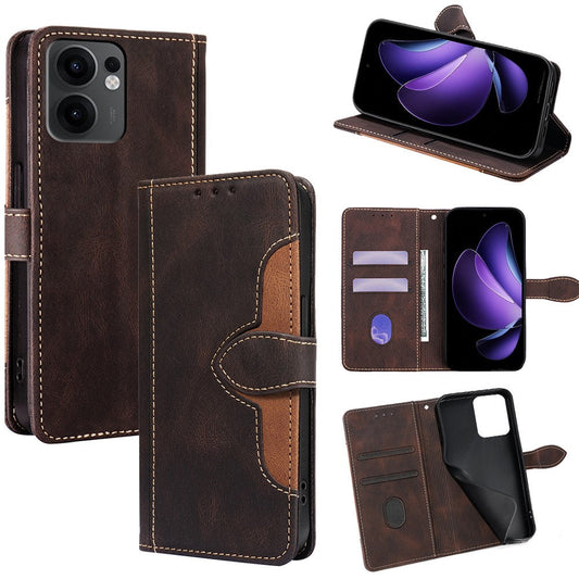 For Oppo Reno13 F 4G / 5G Case Leather Wallet Phone Cover with Straw Hat Magnetic Clasp - Brown