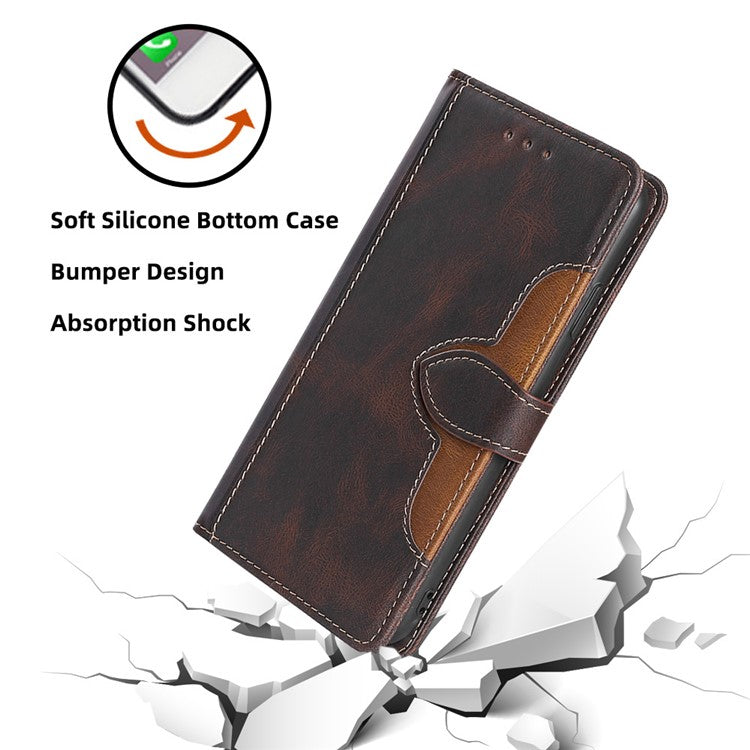 For Realme 14 Pro 5G Case Leather Wallet Phone Cover with Straw Hat Magnetic Clasp - Brown