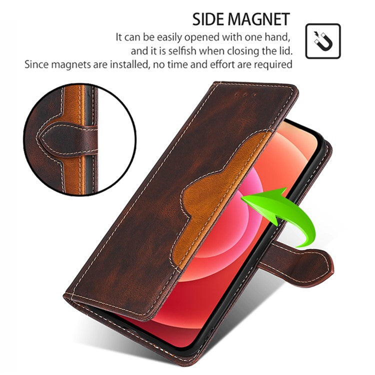 For Realme 14 Pro 5G Case Leather Wallet Phone Cover with Straw Hat Magnetic Clasp - Brown