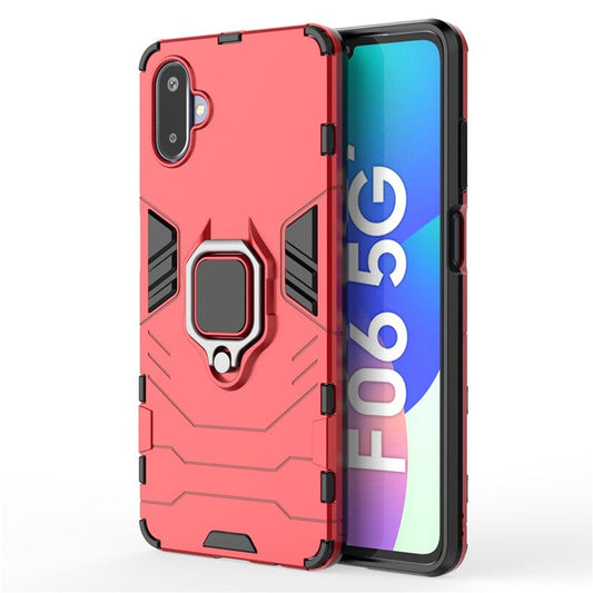 For Samsung Galaxy F06 5G  /  M06 5G Case PC + TPU Protective Phone Cover with Ring Kickstand - Red