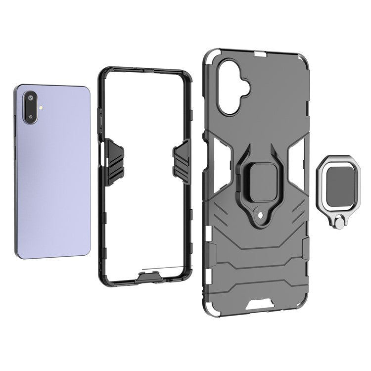For Samsung Galaxy F06 5G  /  M06 5G Case PC + TPU Protective Phone Cover with Ring Kickstand - Red