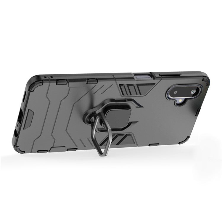 For Samsung Galaxy F06 5G  /  M06 5G Case PC + TPU Protective Phone Cover with Ring Kickstand - Black