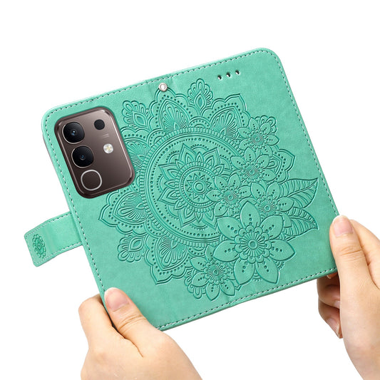 For vivo Y300i 5G / vivo Y39 5G Case Floral Pattern PU Leather Wallet Stand Phone Cover - Green