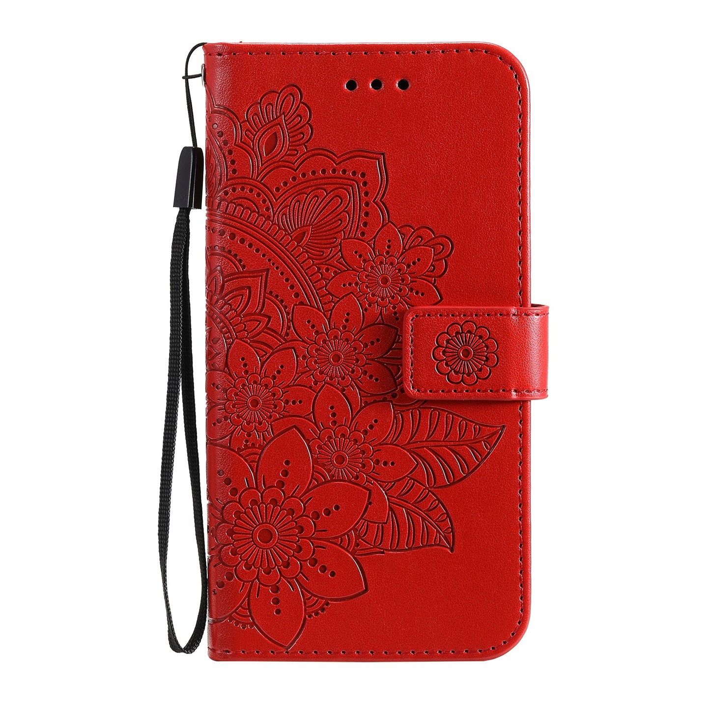 For Samsung Galaxy F06 5G Case Floral Pattern PU Leather Wallet Stand Phone Cover - Red