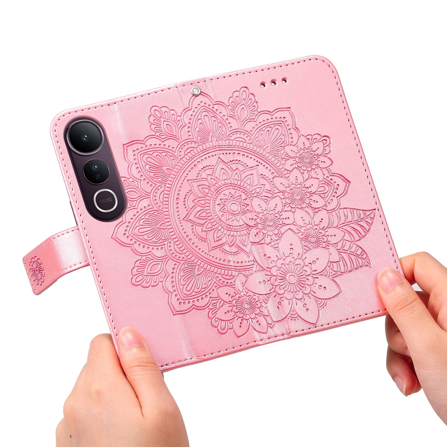 For vivo V50 Lite 4G Case Floral Pattern PU Leather Wallet Stand Phone Cover - Pink