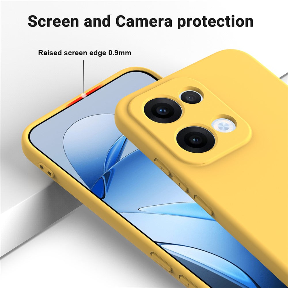 For Oppo Reno13 5G (Global) Liquid Silicone Case Phone Back Cover with Hand Strap - Yellow