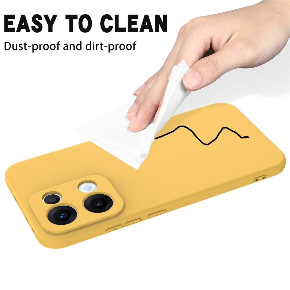 For Oppo Reno13 5G (Global) Liquid Silicone Case Phone Back Cover with Hand Strap - Yellow