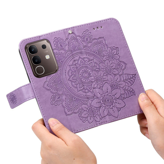 For vivo Y29 4G Case Floral Pattern PU Leather Wallet Stand Phone Cover - Purple