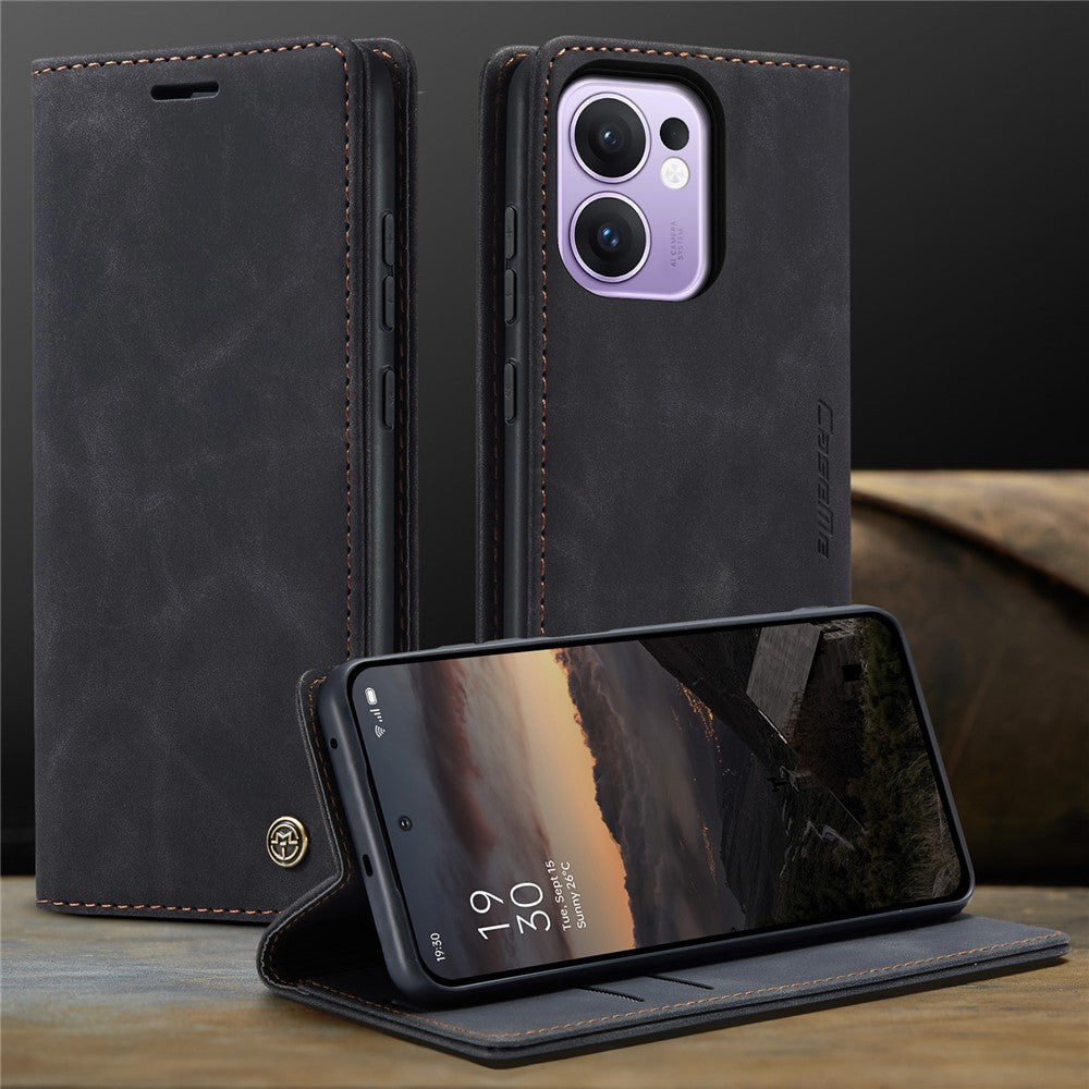 For Oppo Reno13 F 4G / Oppo Reno13 F 5G Wallet Case CASEME 013 Series PU Leather Phone Cover Stand - Black