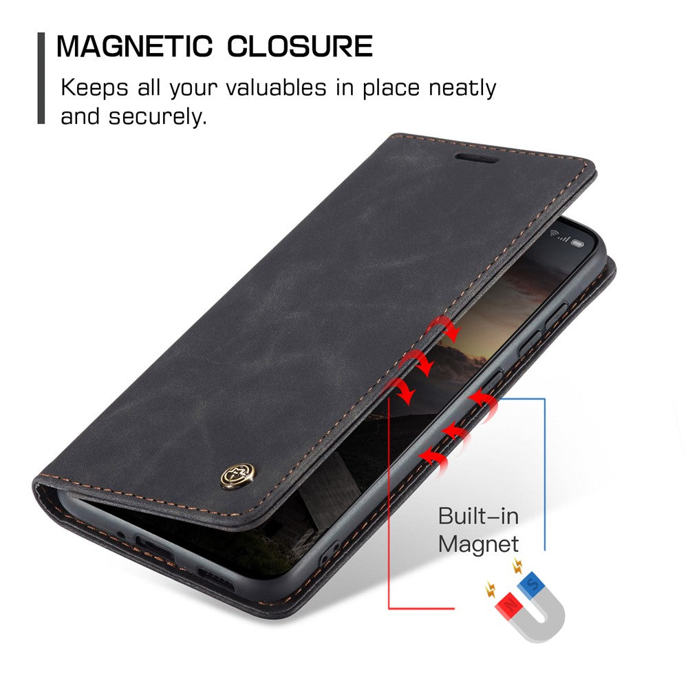 For Oppo Reno13 F 4G / Oppo Reno13 F 5G Wallet Case CASEME 013 Series PU Leather Phone Cover Stand - Black