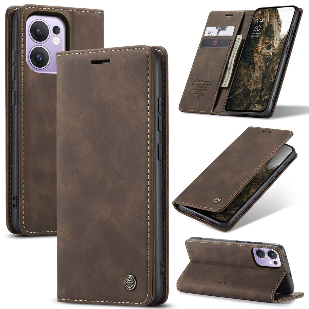 For Oppo Reno13 F 4G / Oppo Reno13 F 5G Wallet Case CASEME 013 Series PU Leather Phone Cover Stand - Coffee