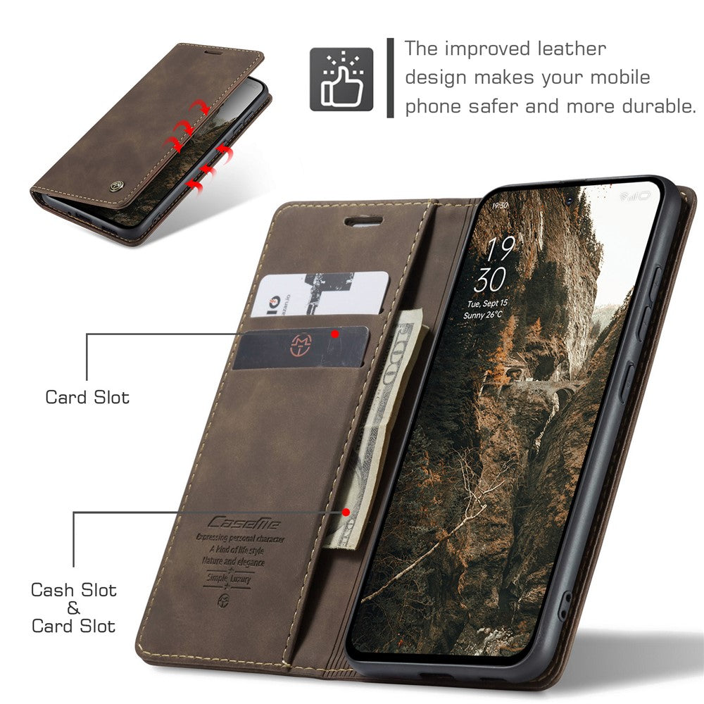 For Oppo Reno13 F 4G / Oppo Reno13 F 5G Wallet Case CASEME 013 Series PU Leather Phone Cover Stand - Coffee