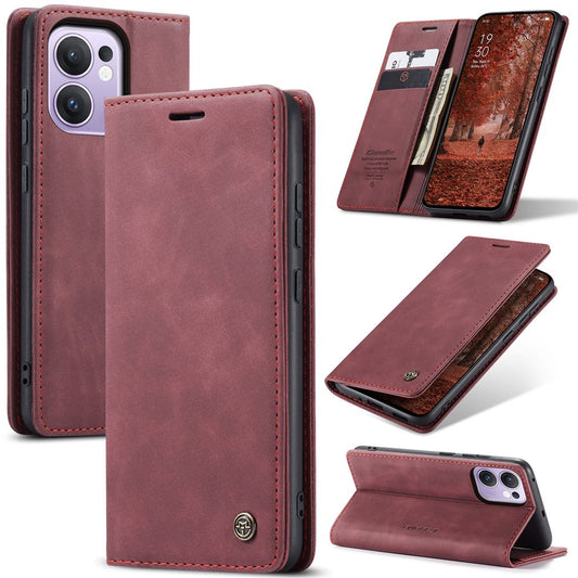 For Oppo Reno13 F 4G / Oppo Reno13 F 5G Wallet Case CASEME 013 Series PU Leather Phone Cover Stand - Red