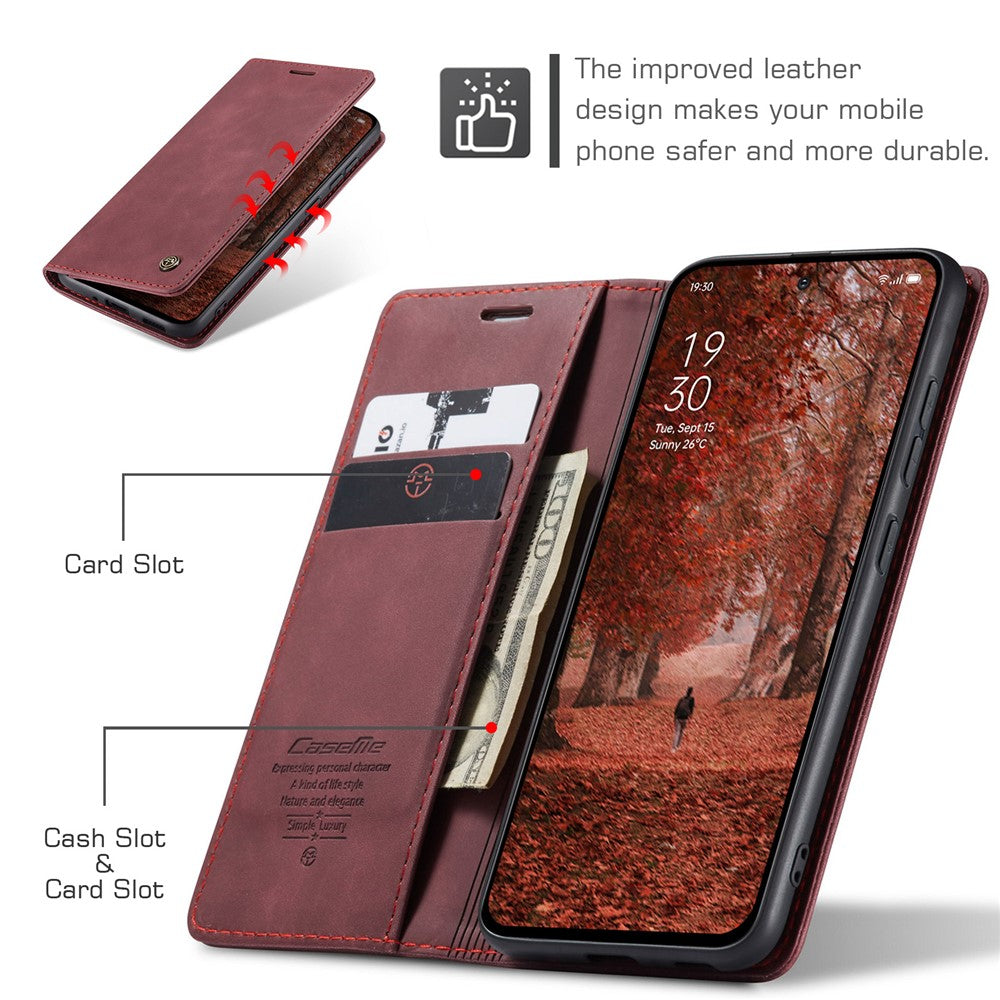 For Oppo Reno13 F 4G / Oppo Reno13 F 5G Wallet Case CASEME 013 Series PU Leather Phone Cover Stand - Red