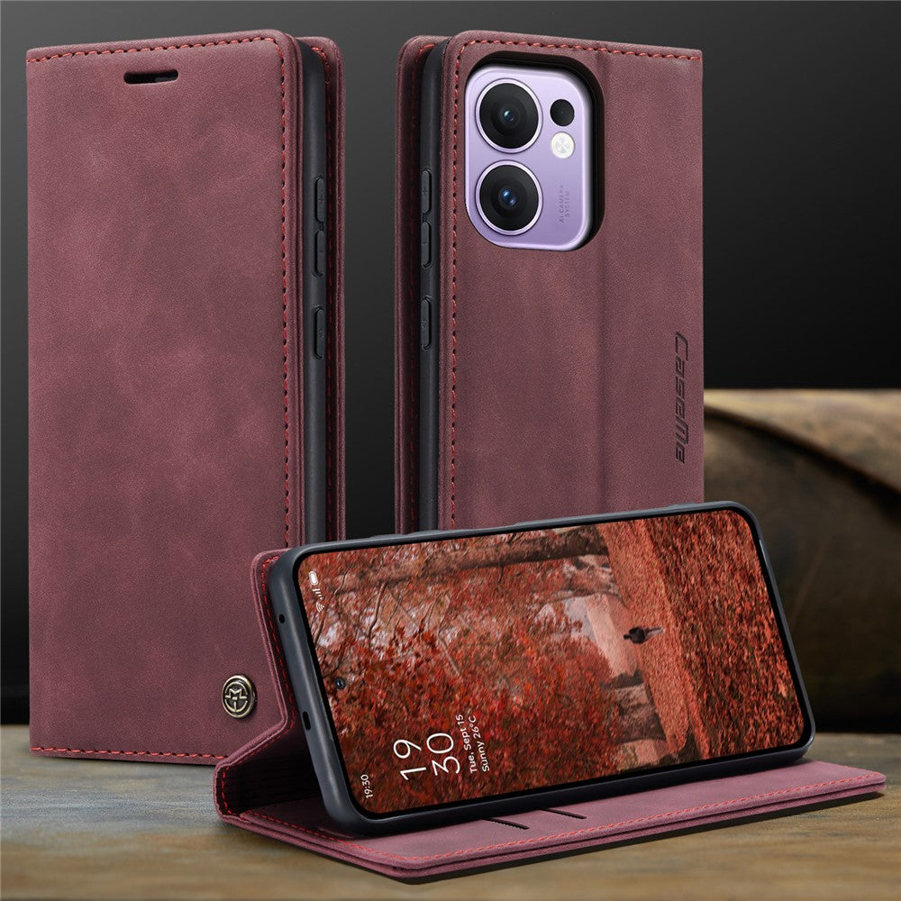 For Oppo Reno13 F 4G / Oppo Reno13 F 5G Wallet Case CASEME 013 Series PU Leather Phone Cover Stand - Red
