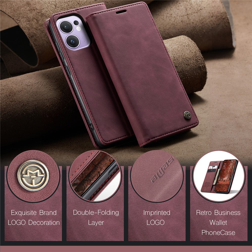 For Oppo Reno13 F 4G / Oppo Reno13 F 5G Wallet Case CASEME 013 Series PU Leather Phone Cover Stand - Red