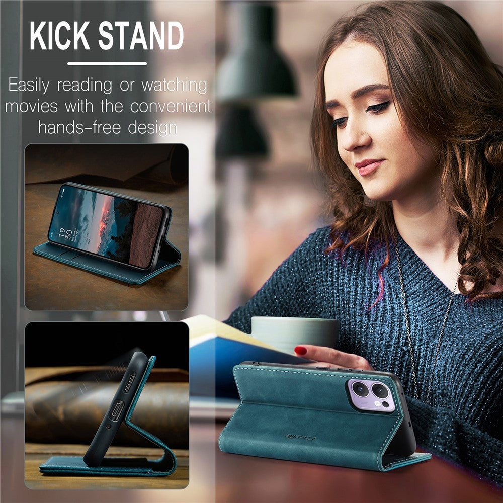 For Oppo Reno13 F 4G / Oppo Reno13 F 5G Wallet Case CASEME 013 Series PU Leather Phone Cover Stand - Blue