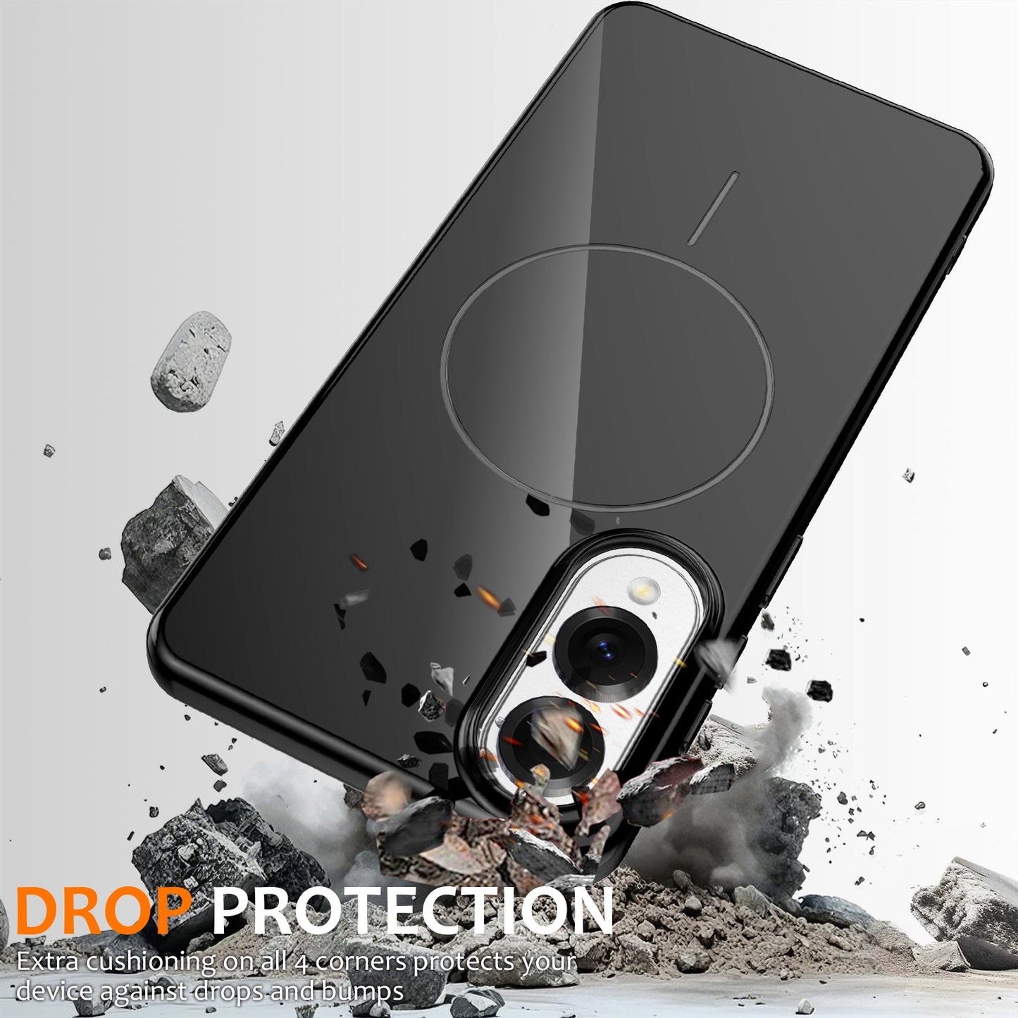 For Samsung Galaxy S25 Edge Magnetic Case Compatible with MagSafe TPU Phone Back Cover with Lanyard - Black