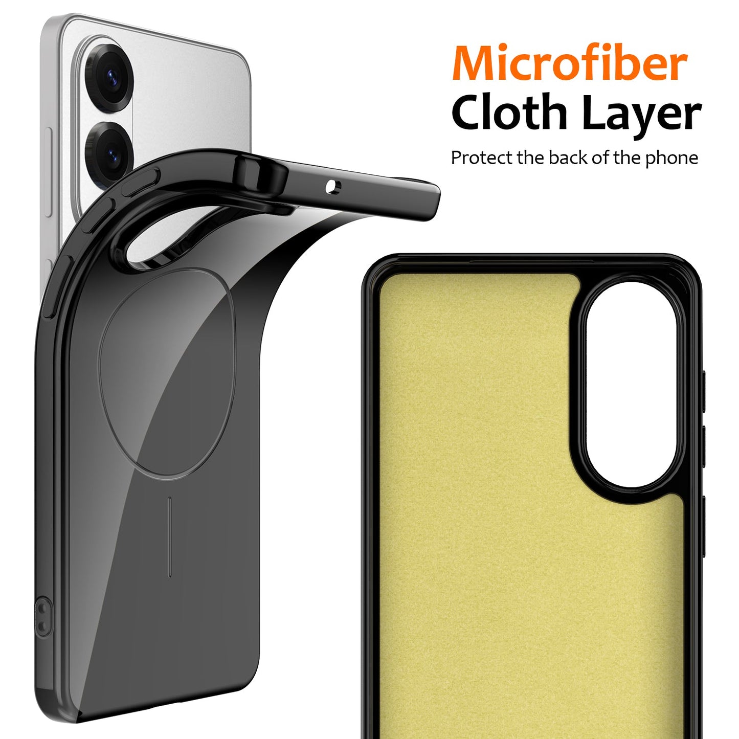 For Samsung Galaxy S25 Edge Magnetic Case Compatible with MagSafe TPU Phone Back Cover with Lanyard - Black