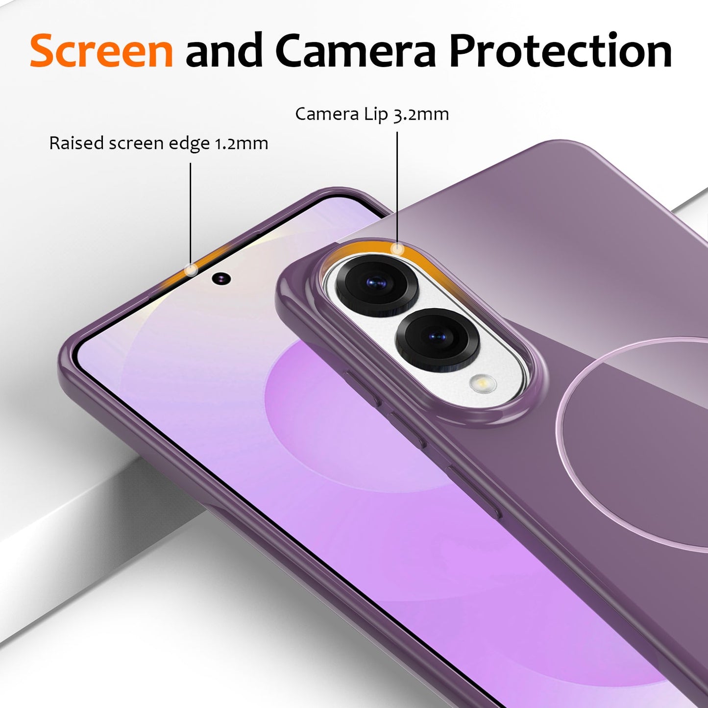 For Samsung Galaxy S25 Edge Magnetic Case Compatible with MagSafe TPU Phone Back Cover with Lanyard - Purple
