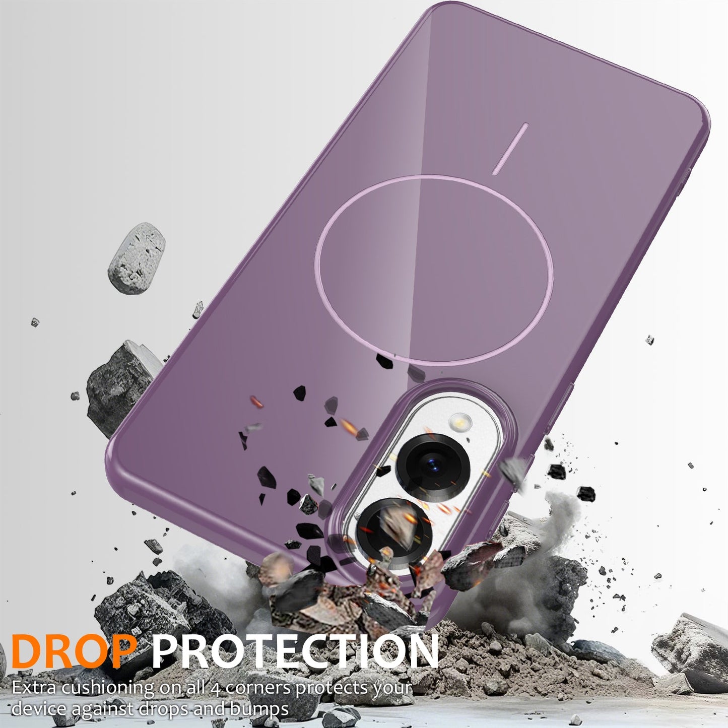 For Samsung Galaxy S25 Edge Magnetic Case Compatible with MagSafe TPU Phone Back Cover with Lanyard - Purple