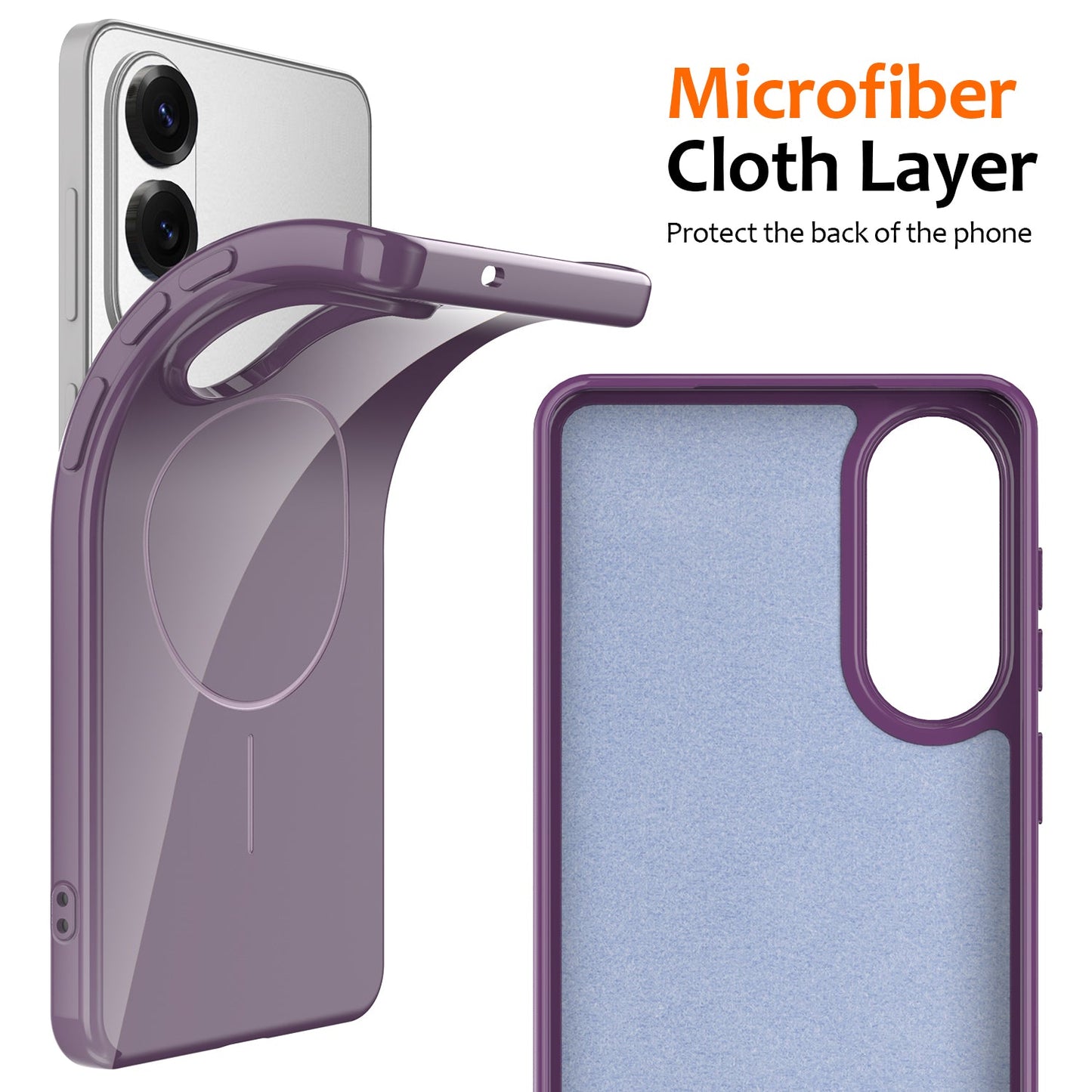 For Samsung Galaxy S25 Edge Magnetic Case Compatible with MagSafe TPU Phone Back Cover with Lanyard - Purple