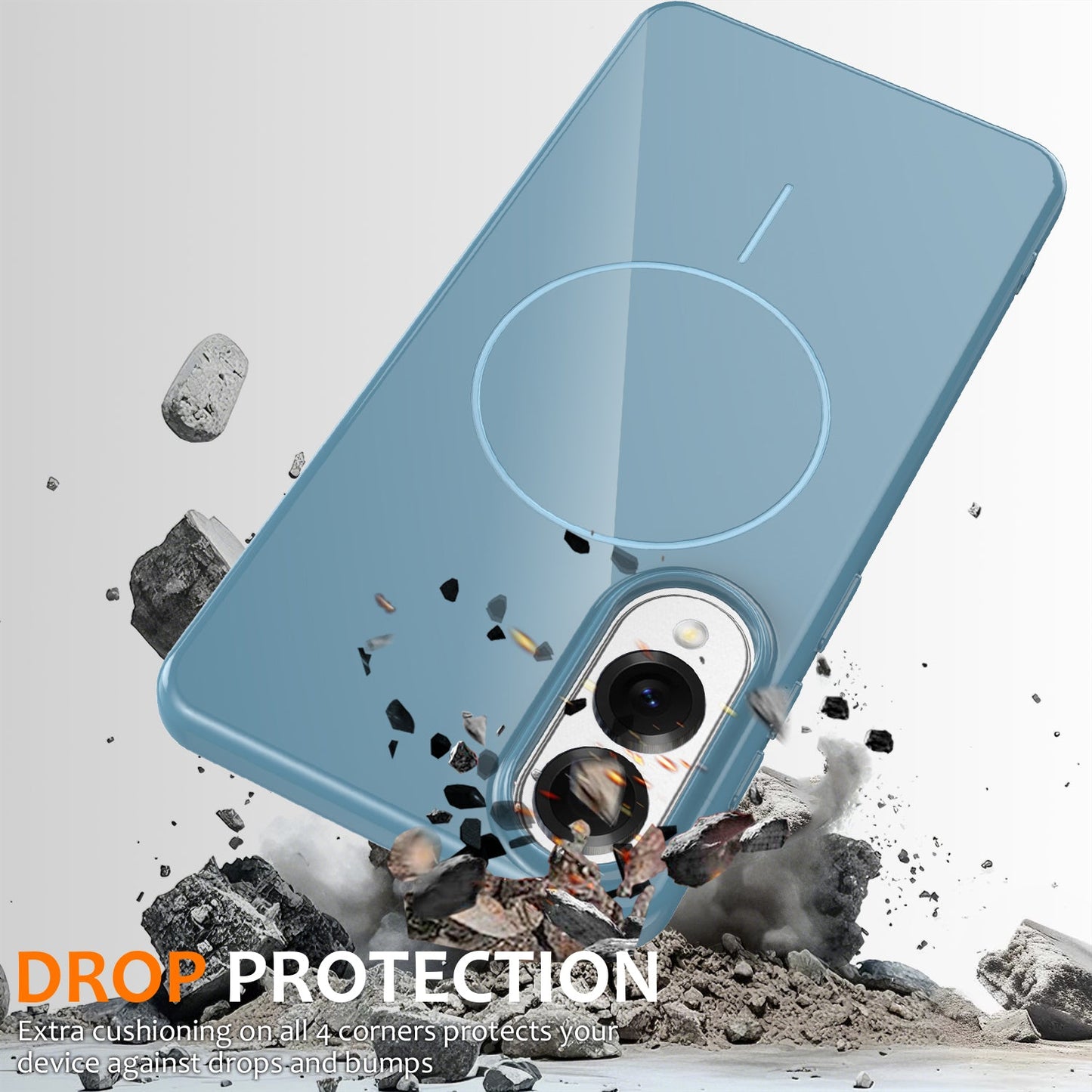 For Samsung Galaxy S25 Edge Magnetic Case Compatible with MagSafe TPU Phone Back Cover with Lanyard - Blue