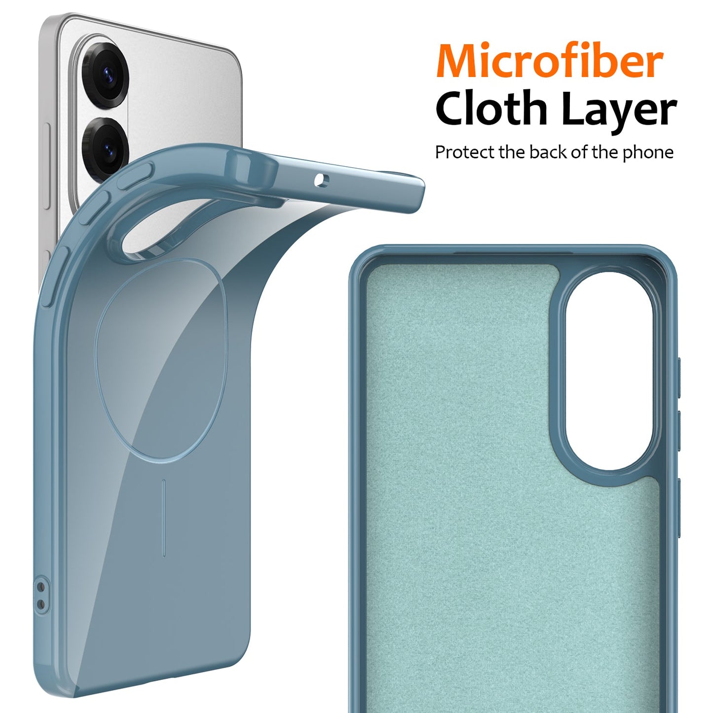For Samsung Galaxy S25 Edge Magnetic Case Compatible with MagSafe TPU Phone Back Cover with Lanyard - Blue