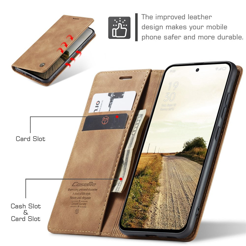 For Oppo Reno13 5G (Global) Wallet Case CASEME 013 Series PU Leather Phone Cover Stand - Brown
