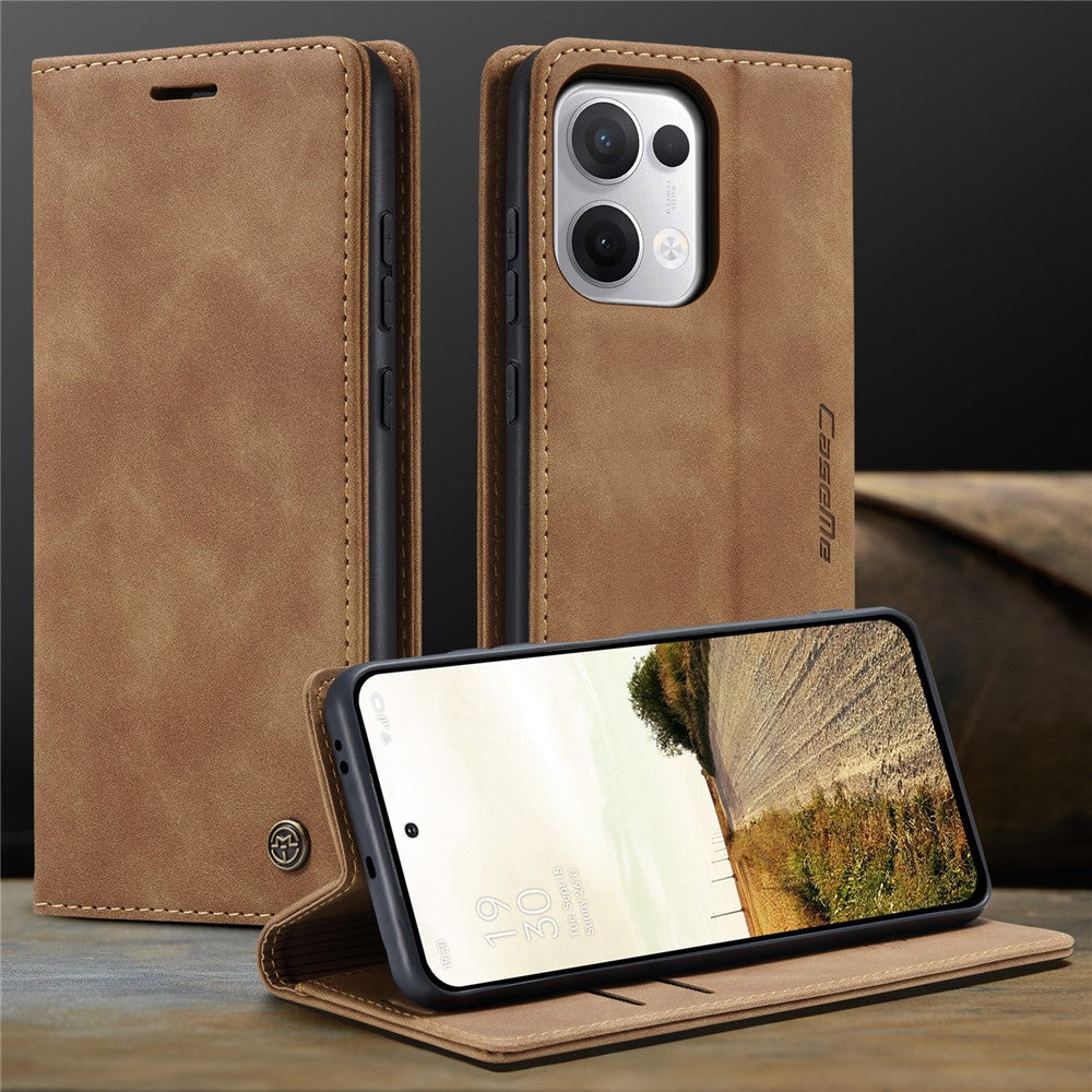 For Oppo Reno13 5G (Global) Wallet Case CASEME 013 Series PU Leather Phone Cover Stand - Brown