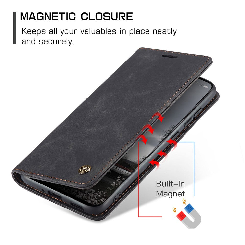 For Oppo Reno13 5G (Global) Wallet Case CASEME 013 Series PU Leather Phone Cover Stand - Black
