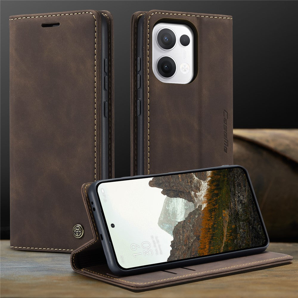 For Oppo Reno13 5G (Global) Wallet Case CASEME 013 Series PU Leather Phone Cover Stand - Coffee