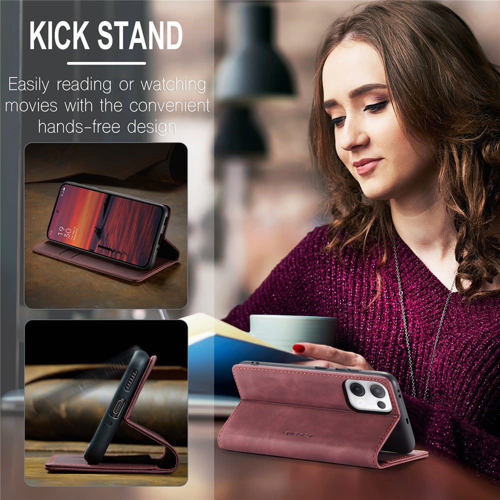 For Oppo Reno13 5G (Global) Wallet Case CASEME 013 Series PU Leather Phone Cover Stand - Red