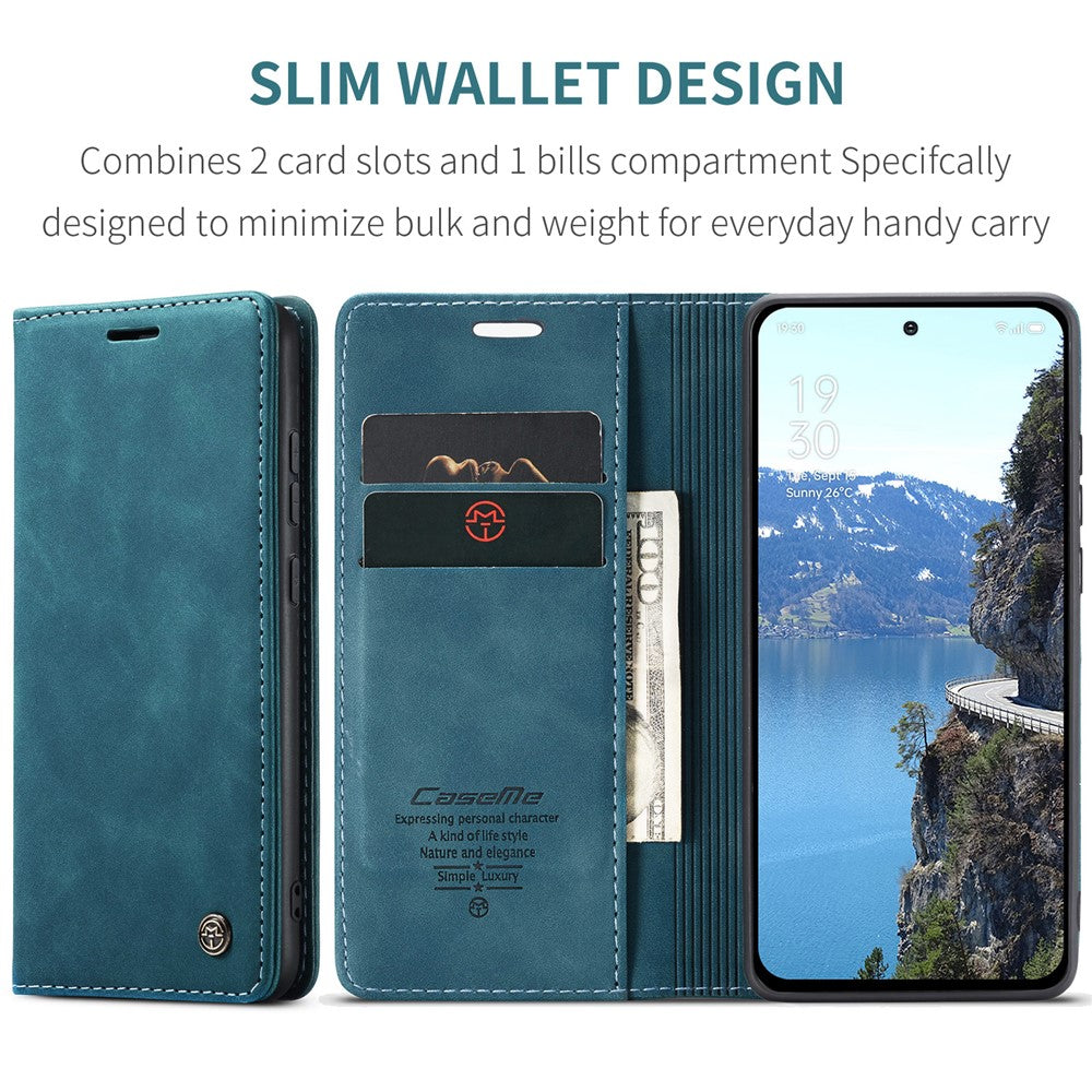For Oppo Reno13 5G (Global) Wallet Case CASEME 013 Series PU Leather Phone Cover Stand - Blue